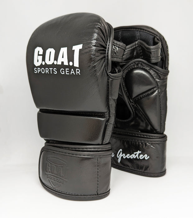 Leather MMA Hybrid Sparring Gloves - Classic Black