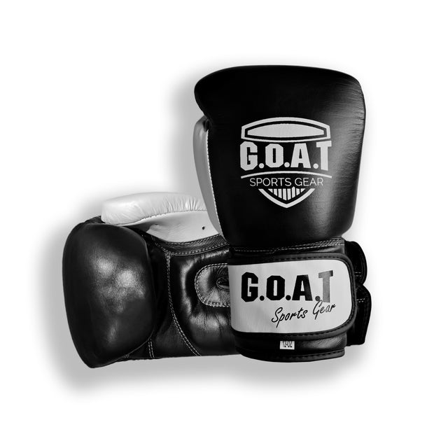 G.O.A.T Black & White - Leather Boxing Gloves