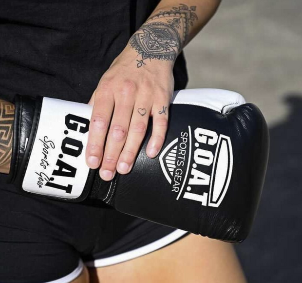 G.O.A.T Black & White - Leather Boxing Gloves