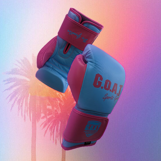MIAMI - Pink/Blue Leather Boxing Gloves